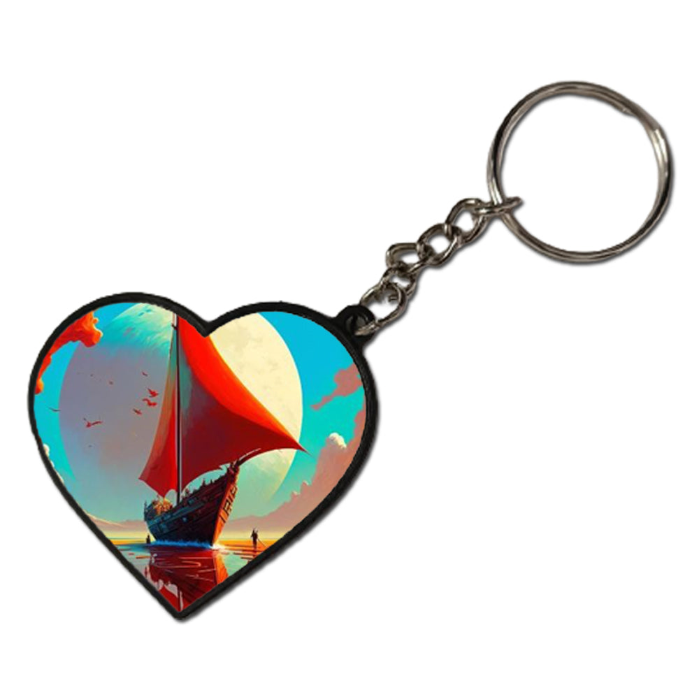 Orange Ship - Keychain heart
