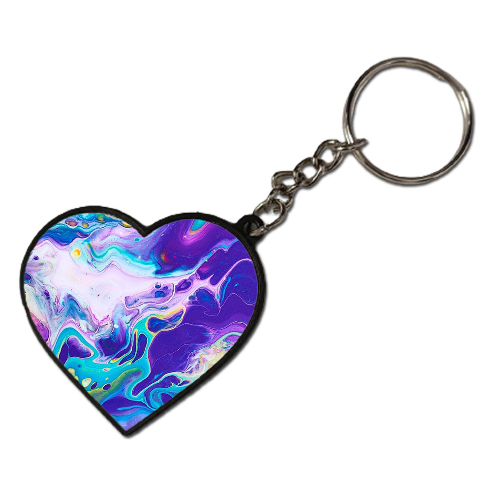 Purple And Blue Swirl - Keychain HEART