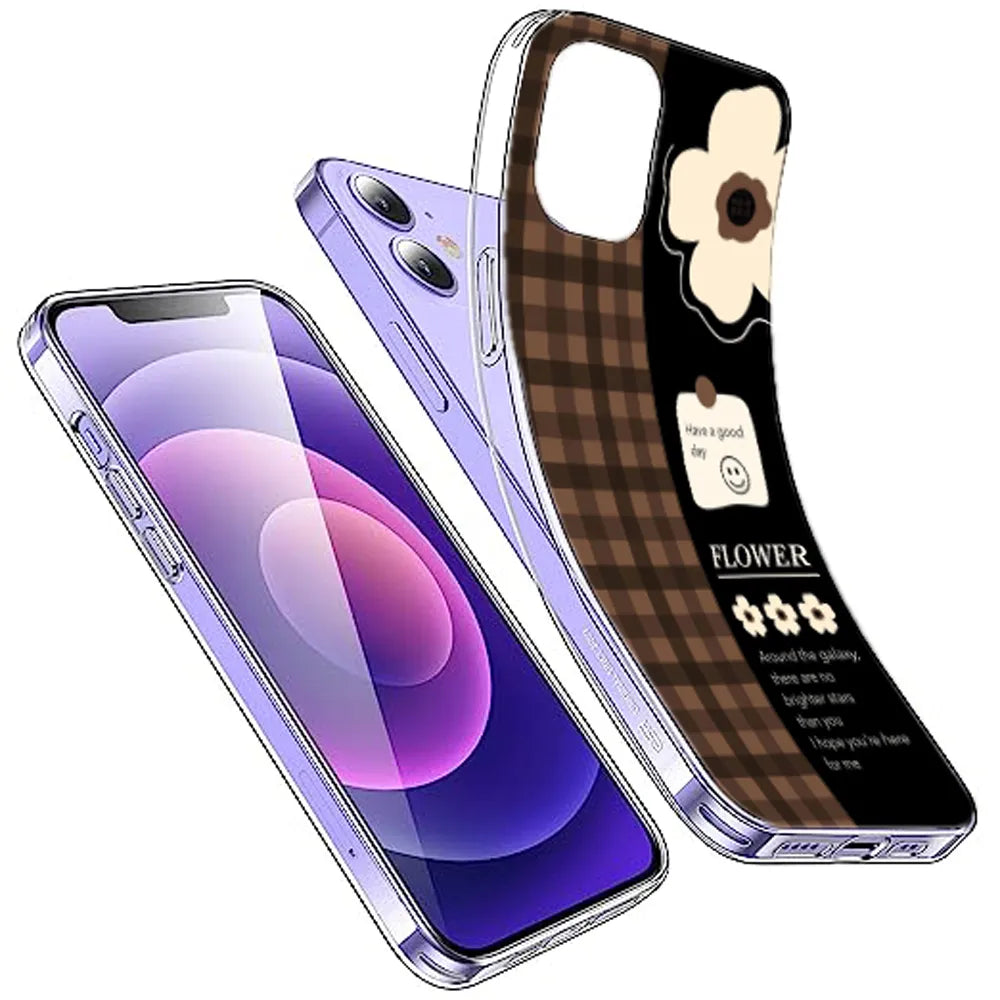 Brown Checkered Flower Quote - Printed Silicone Case For Apple iPhone Infographic