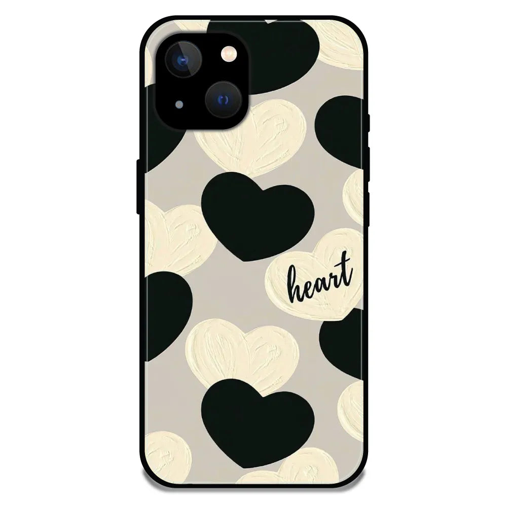 'Black And White Heart - Glossy Metal Silicone Case For Apple iPhone 13