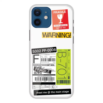 Fragile Labels - Clear Printed Silicone Case For Apple iPhone 12 Mini