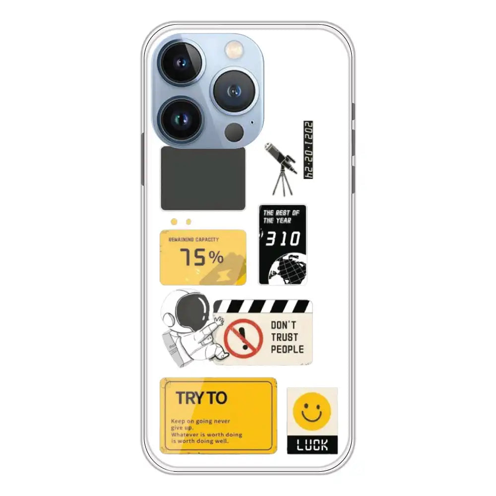 Space - Clear Printed Silicone Case For Apple iPhone 13 Pro Max