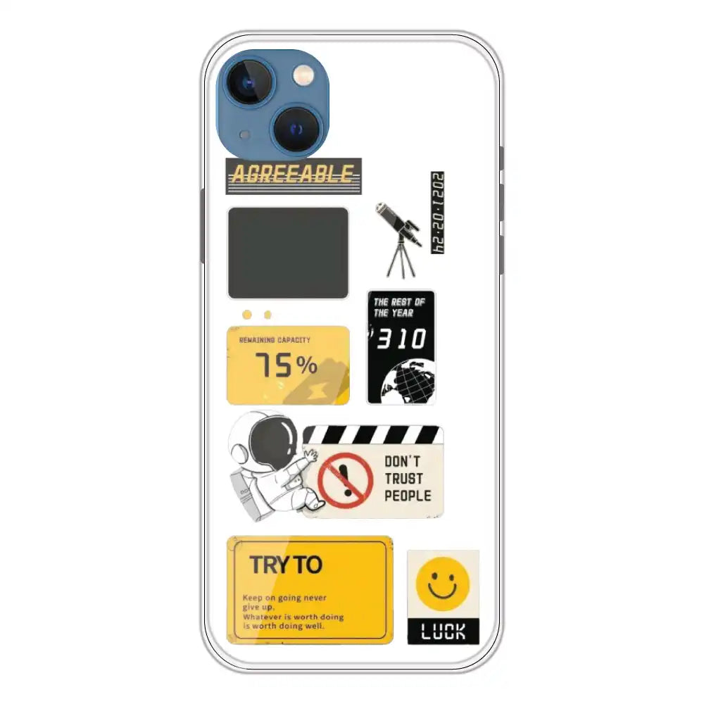 Space - Clear Printed Silicone Case For Apple iPhone 13