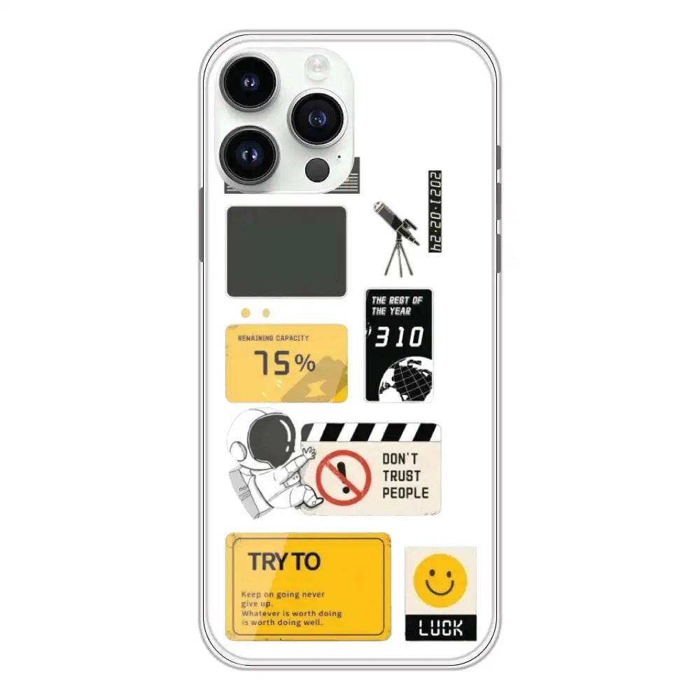 Space - Clear Printed Silicone Case For Apple iPhone 14 Pro