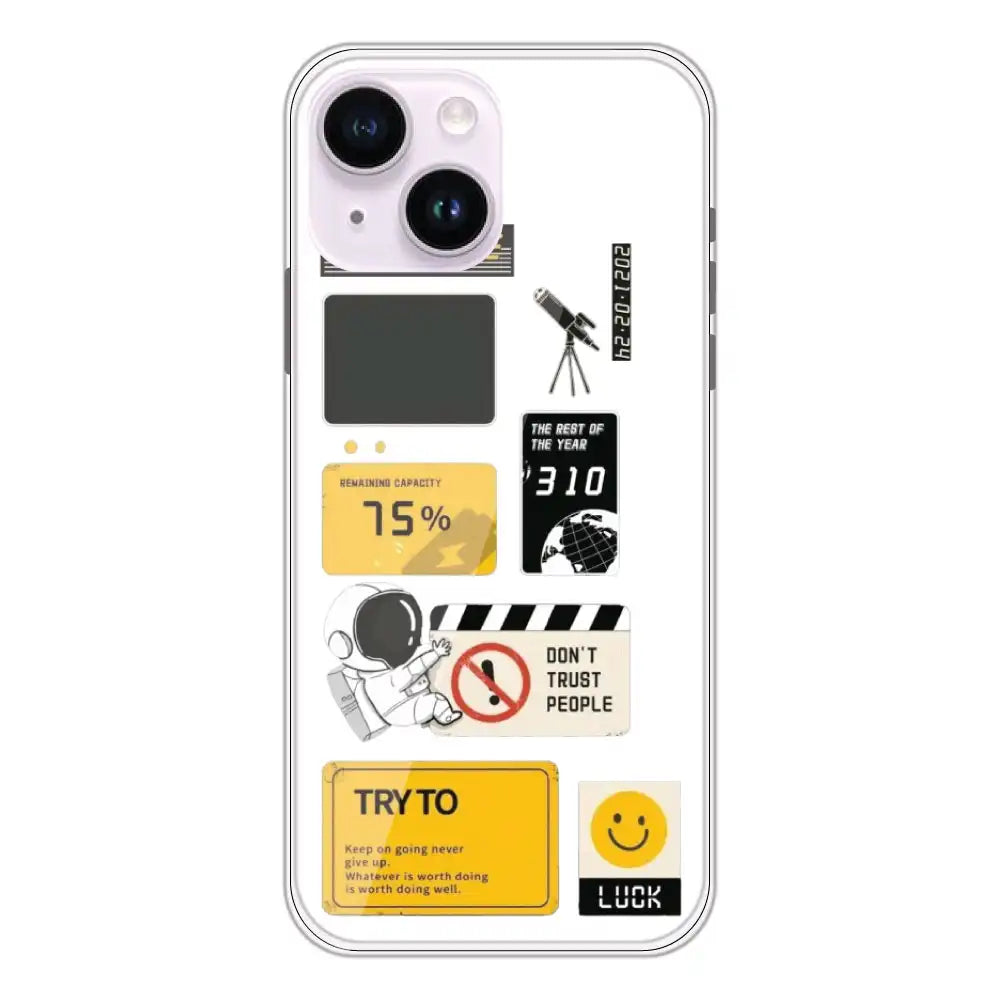Space - Clear Printed Silicone Case For Apple iPhone 14