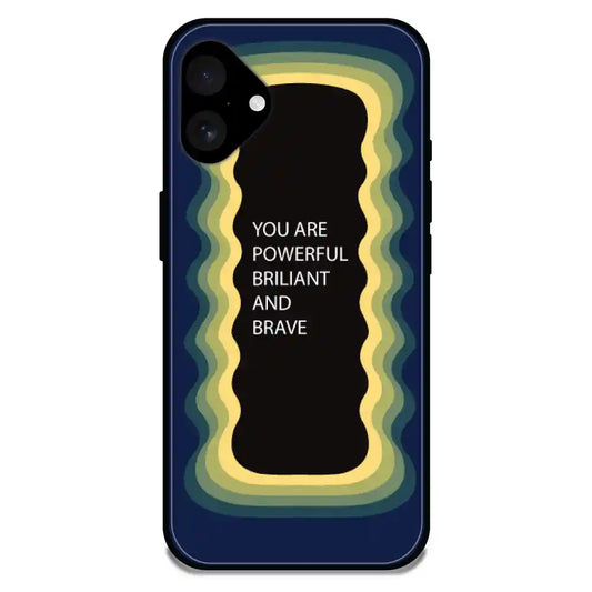 'You Are Powerful, Brilliant & Brave' Dark Blue - Glossy Metal Silicone Case For Apple iPhone Models apple iphone 16