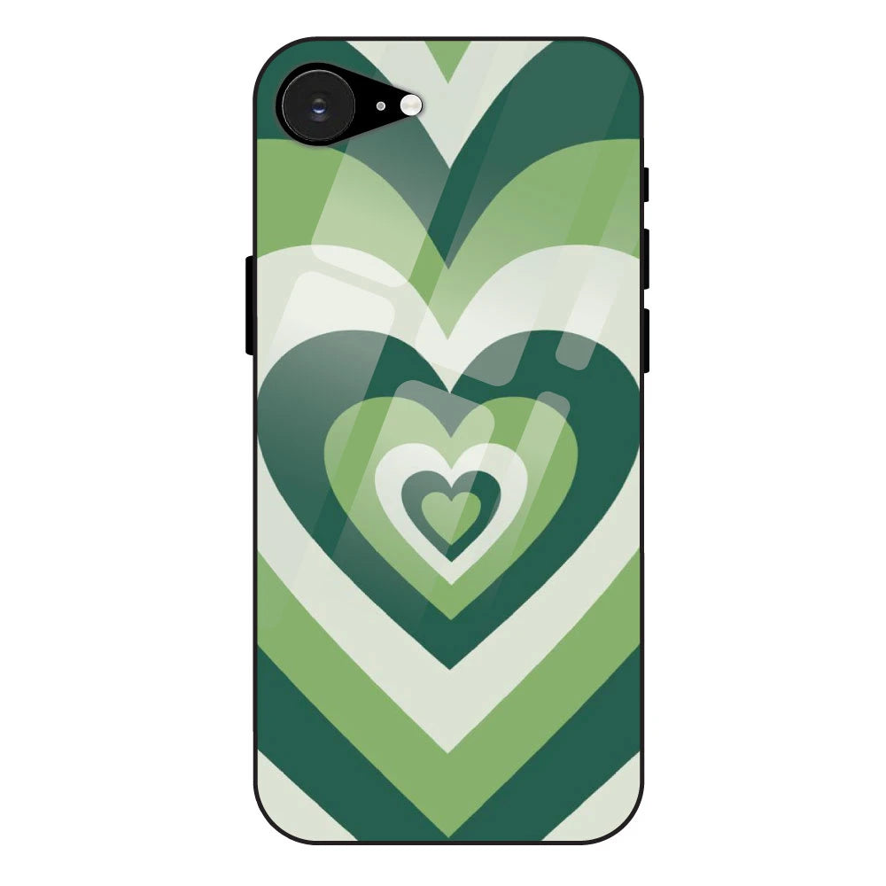 'Dark Green Hearts - Glass Case For Apple iPhone 16e