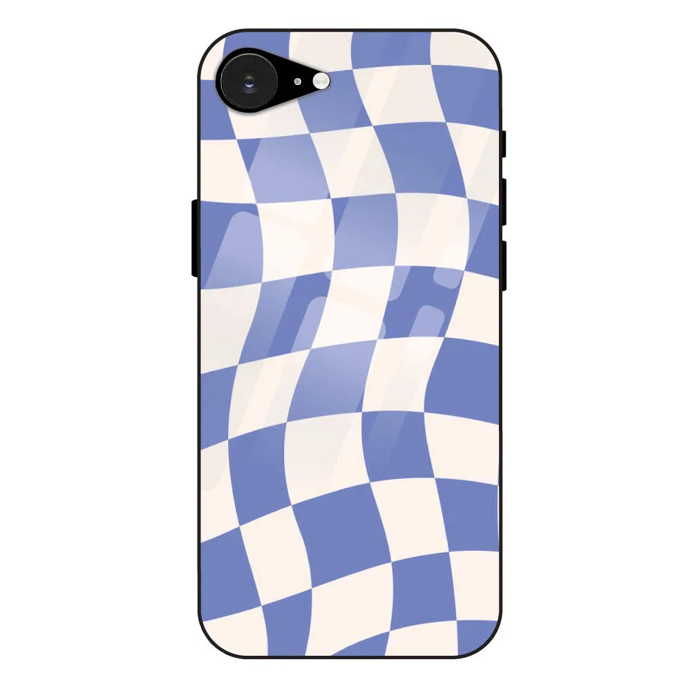 Blue Chessboard - Glass Case For Apple iPhone 16E