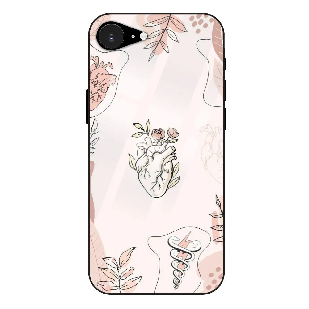 Heart And Flowers - Glass Case For Apple iPhone 16E