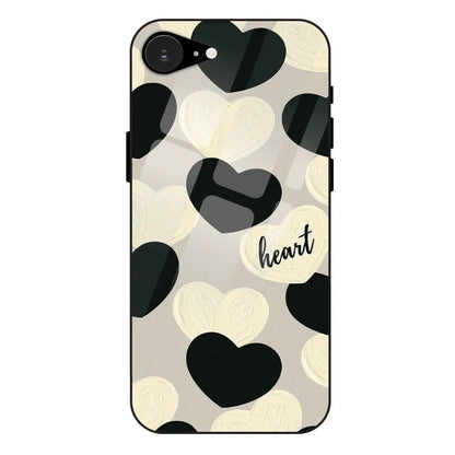 'Black And White Hearts - Glossy Metal Silicone Case For Apple iPhone 16E