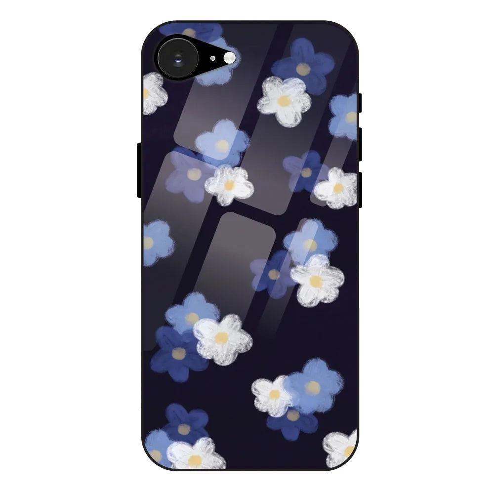 Blue & White Floral - Glass Case For Apple iPhone 16E