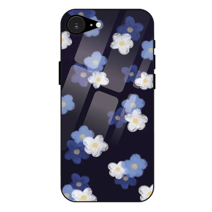 Blue & White Floral - Glass Case For Apple iPhone 16E