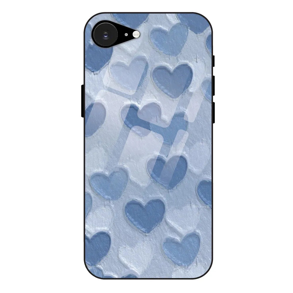 Blue Whimsy Heart Pattern - Glass Case For Apple iPhone 16E