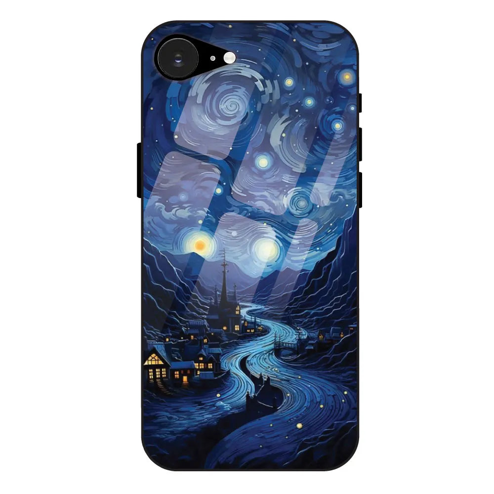 The Starry Night - Glossy Metal Silicone Case For Apple iPhone 16E