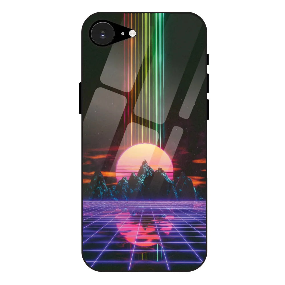 Retro Sunset Synthwave - Glass Case For Apple iPhone 16E