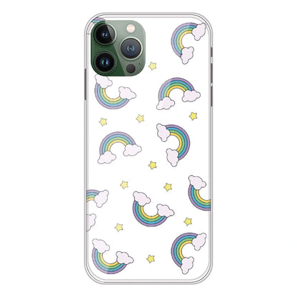 Rainbow With Clouds - Clear Printed Silicone Case For Apple iPhone 11 Pro Max