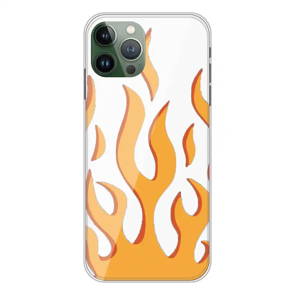 Orange Flames - Clear Printed Silicone Case For Apple iPhone 11 Pro Max
