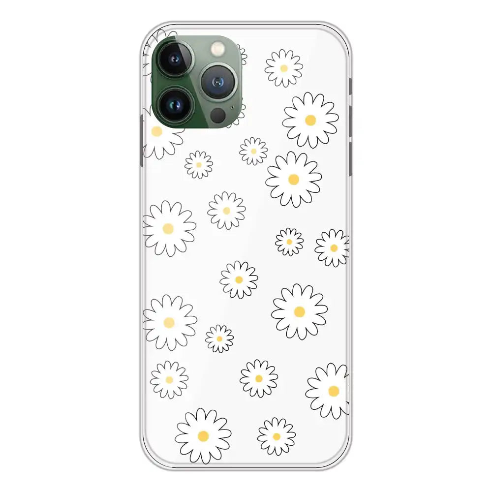 White Flowers - Clear Printed Silicone Case For Apple iPhone 11 Pro Max