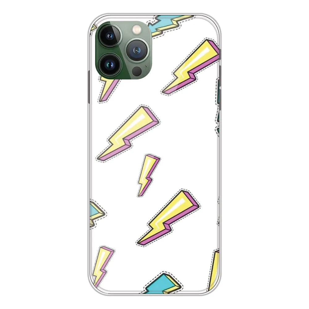 Lighting Bolts - Clear Printed Silicone CaseFor Apple iPhone 11 Pro Max
