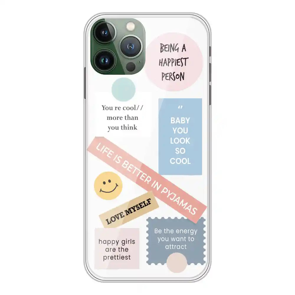 Be Happy - Clear Printed Silicone Case For Apple iPhone 11 Pro