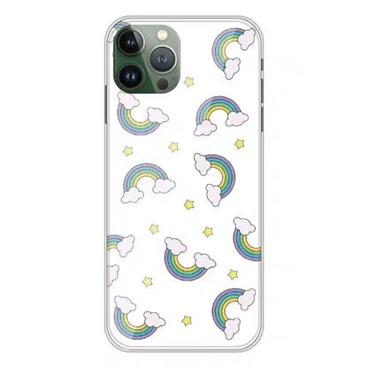 Rainbow With Clouds - Clear Printed Silicone Case For Apple iPhone 11 Pro