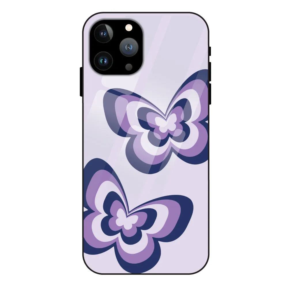 'Blue butterflies - Glass Case For Apple iPhone 11 Pro