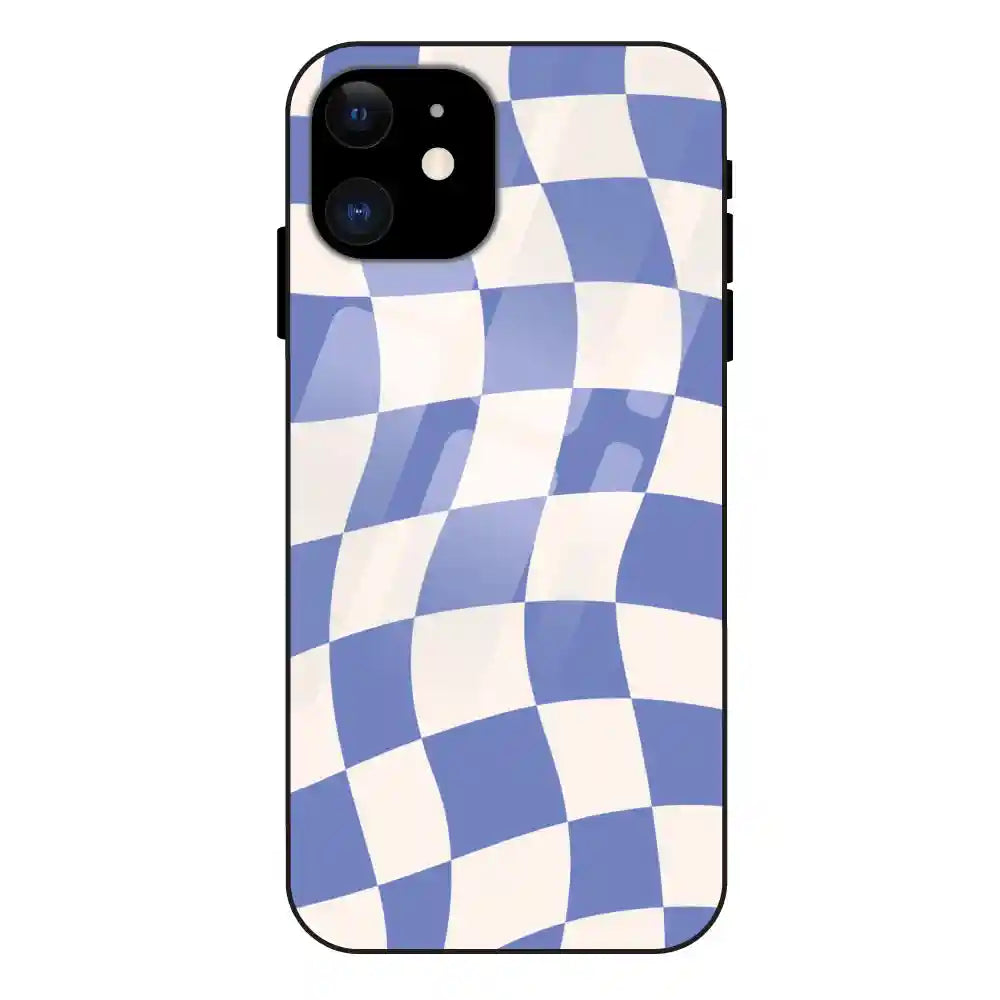 'Blue Chessboard - Glass Case For Apple iPhone 11