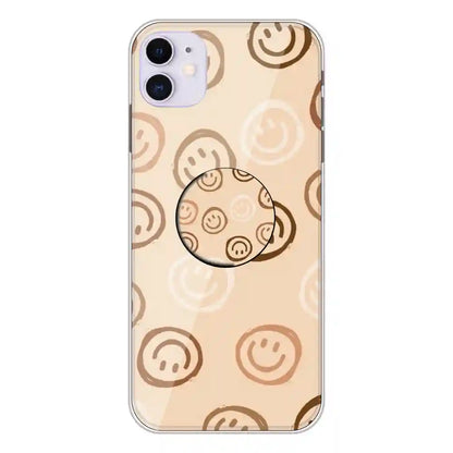 Brown Smilies - Silicone Grip Case For Apple iPhone 11 