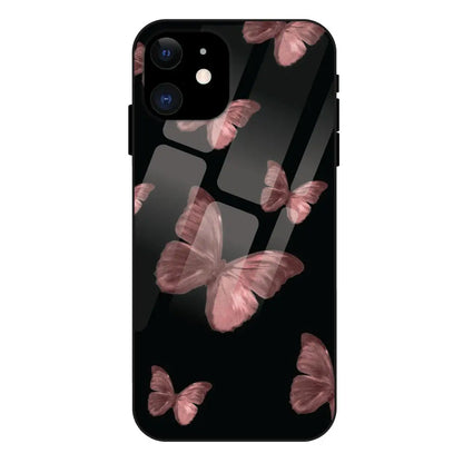 'Pink Butterflies - Glass Case For Apple iPhone 11