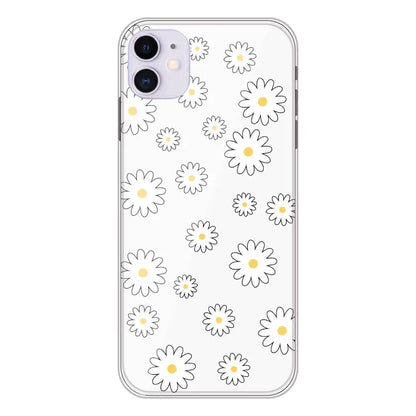 White Flowers - Clear Printed Silicone Case For Apple iPhone 11