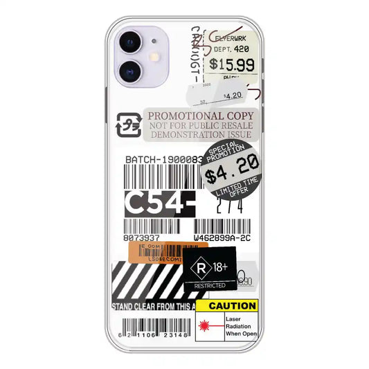 Labels - Clear Printed Silicone Case For Apple iPhone 11