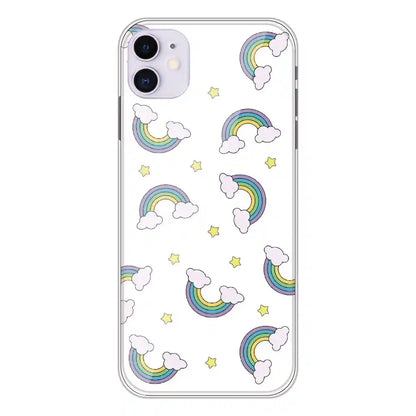 Rainbow With Clouds - Clear Printed Silicone Case For Apple iPhone 11