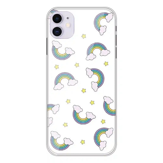 Rainbow With Clouds - Clear Printed Silicone Case For Apple iPhone 11
