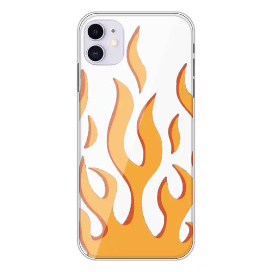Orange Flames - Clear Printed Silicone Case For Apple iPhone 11