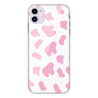 Pink Cow Print - Clear Printed Silicone Case For Apple iPhone 11
