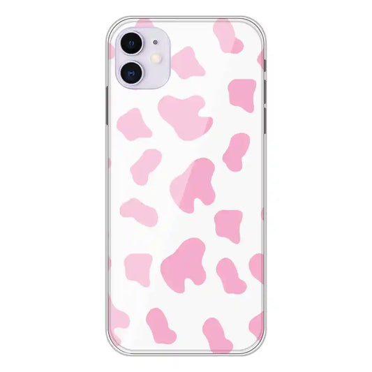 Pink Cow Print - Clear Printed Silicone Case For Apple iPhone 11