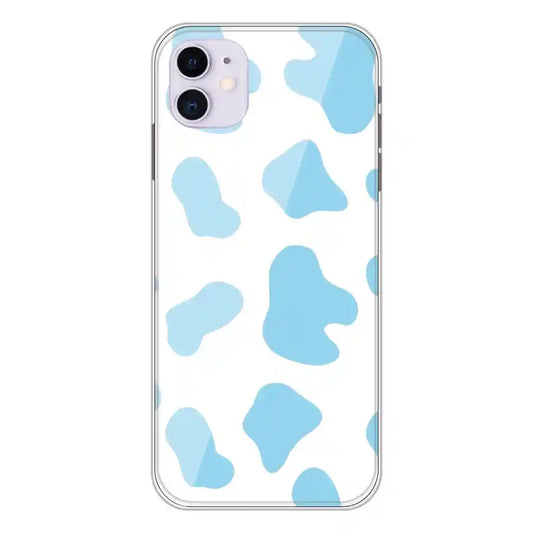 Blue Cow Print - Clear Printed Silicone Case For Apple iPhone 11