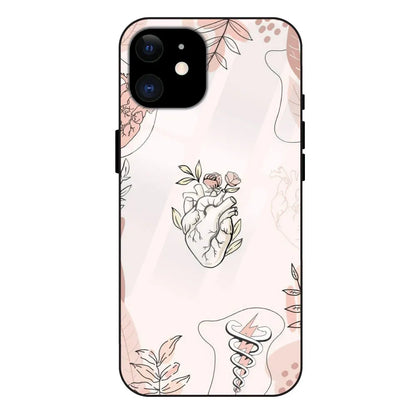 'Heart And Flowers - Glass Case For Apple iPhone 11