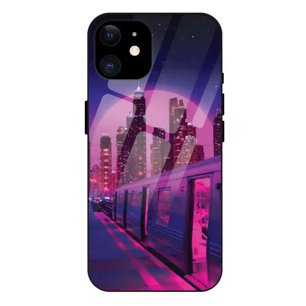 'Neon City Synthwave - Glass Case For Apple iPhone 11