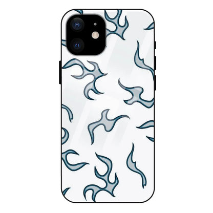 'White And Blue Flames - Glass Case For Apple iPhone 12 Mini