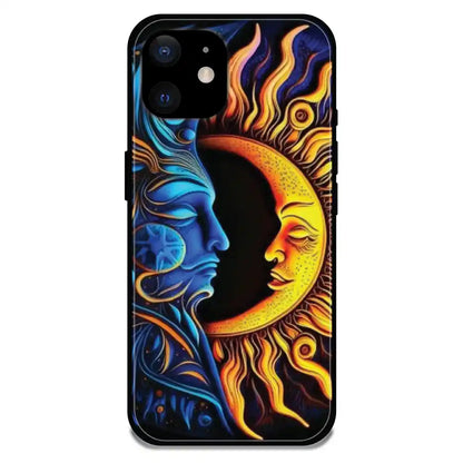 Sun And Moon Art - Glossy Metal Silicone Case For Apple iPhone Models