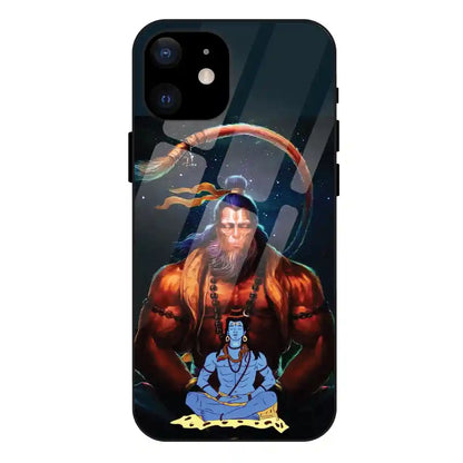 'Lord Shiva & Lord Hanuman - Glass Case For Apple iPhone 12 Mini