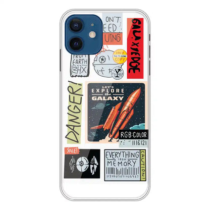 Galaxy - Clear Printed Silicone Case For Apple iPhone 12 Mini