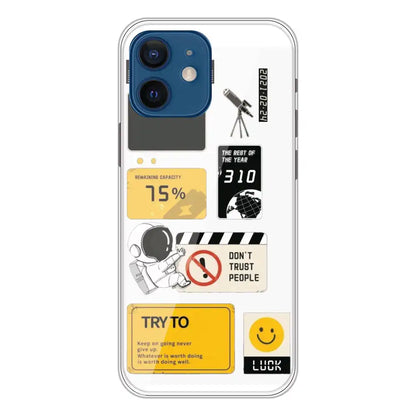 Space - Clear Printed Silicone Case For Apple iPhone 12 Mini