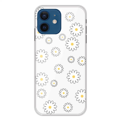 White Flowers - Clear Printed Silicone Case For Apple iPhone 12 Mini