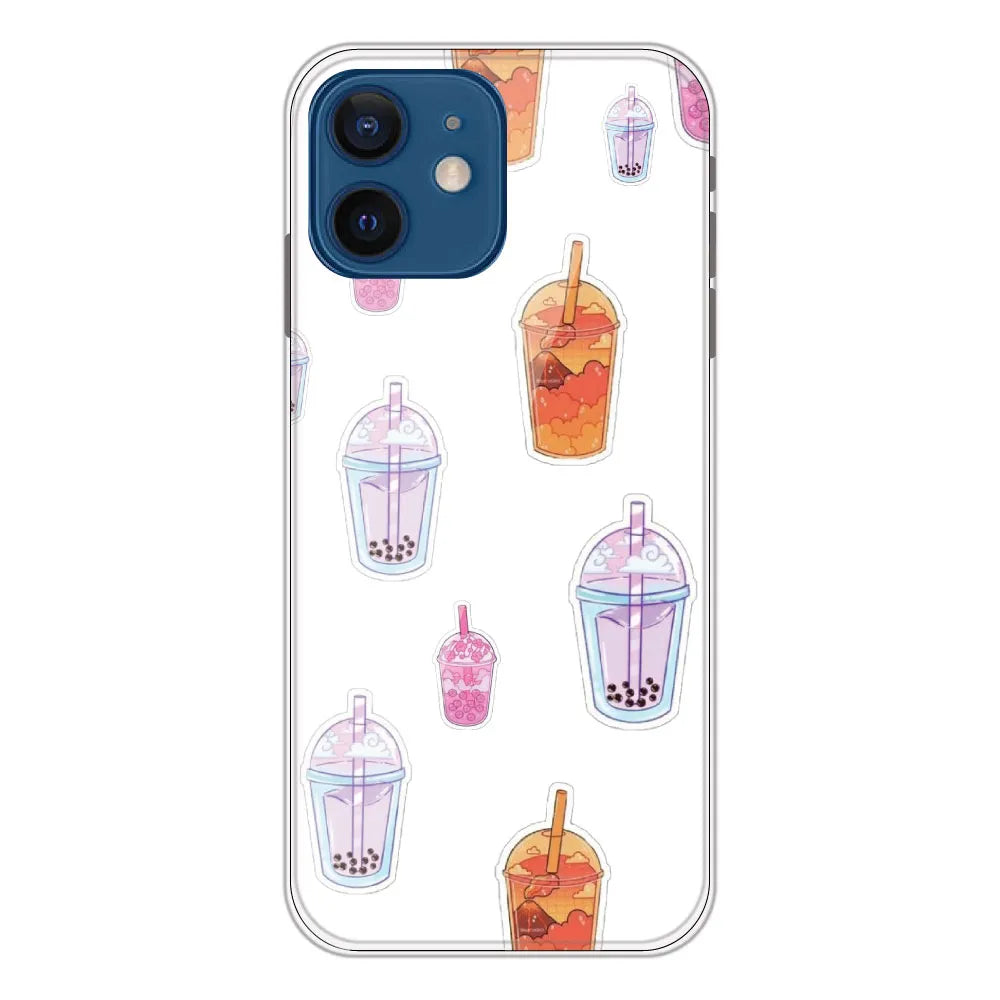 Bubble Tea - Clear Printed Silicone CaseFor Apple iPhone 12 Mini