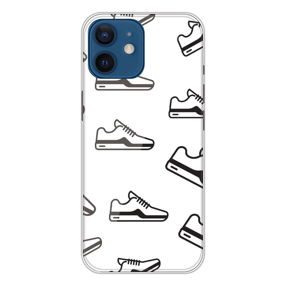 Black Sneakers - Clear Printed Silicone CaseFor Apple iPhone 12 Mini
