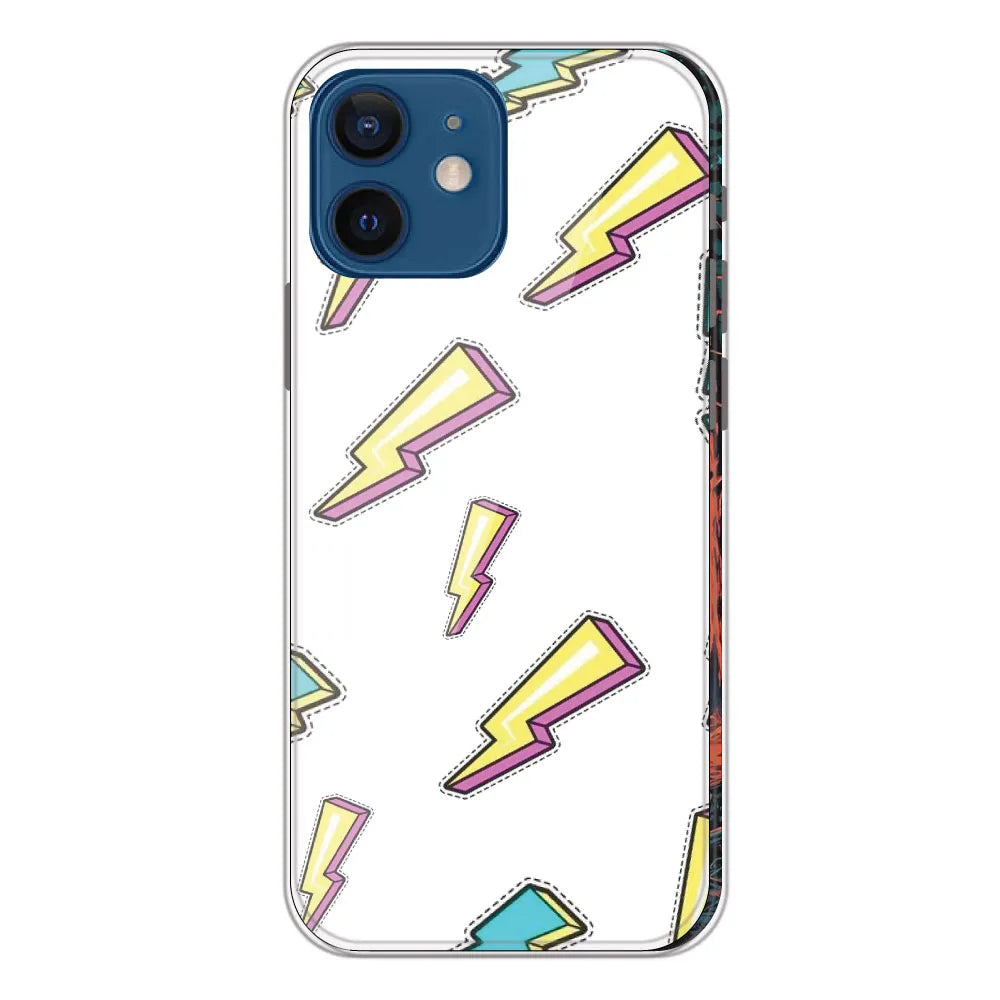 Lighting Bolts - Clear Printed Silicone CaseFor Apple iPhone 12 Mini