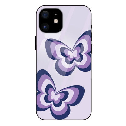 'Blue butterflies - Glass Case For Apple iPhone 12 Mini