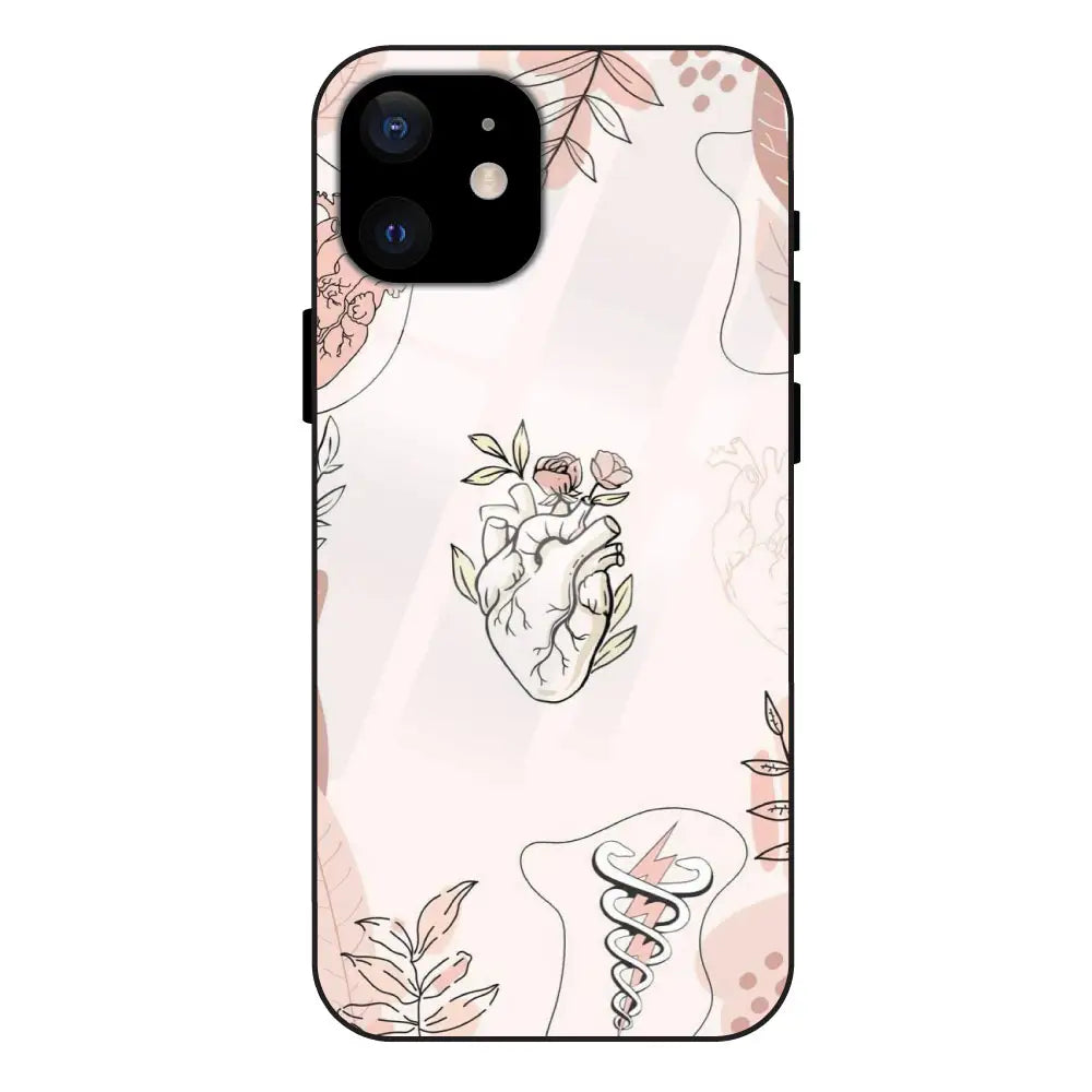'Heart And Flowers - Glass Case For Apple iPhone 12 Plus